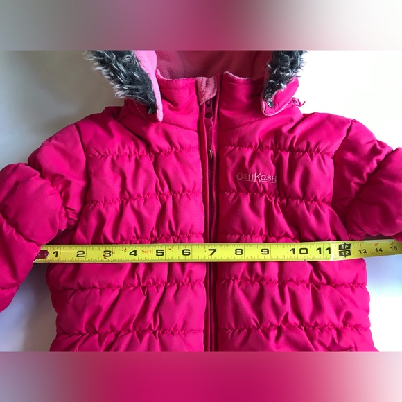 OshKosh B’Gosh Cozy Quilted Faux Fur Hooded Parka Jacket, 4T, luscious pink - Picture 4 of 8